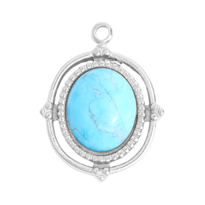Turquoise Roped Frame Oval Charm