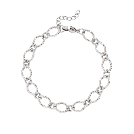 Hammered Oval Chain Bracelet
