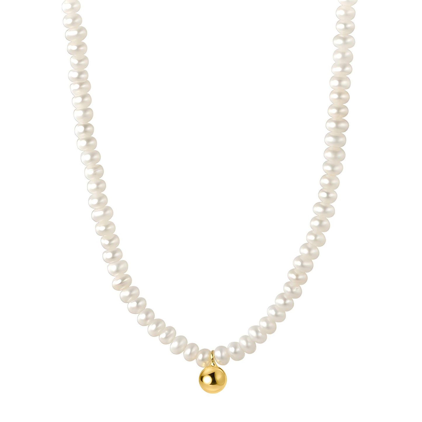 Golden Pearl Charm Necklace