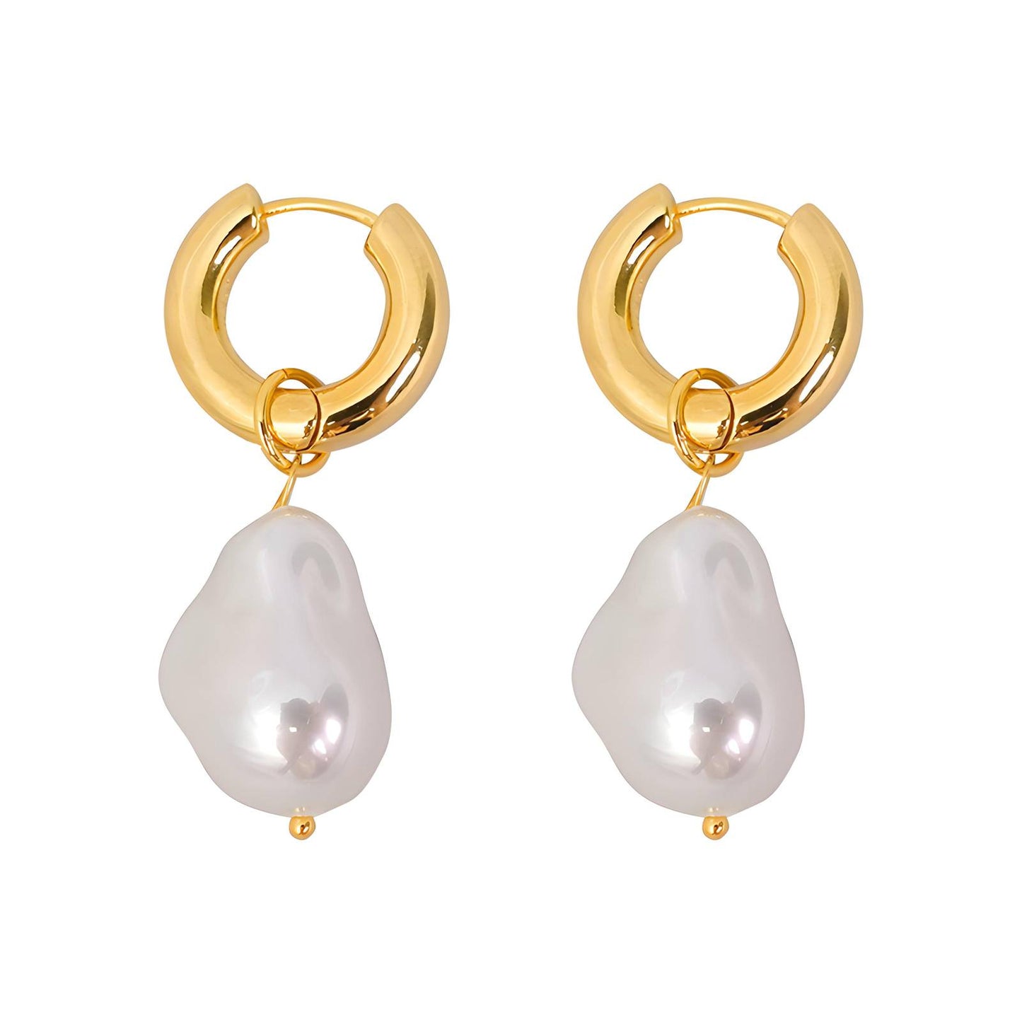 Organic Pearl Golden Hoops