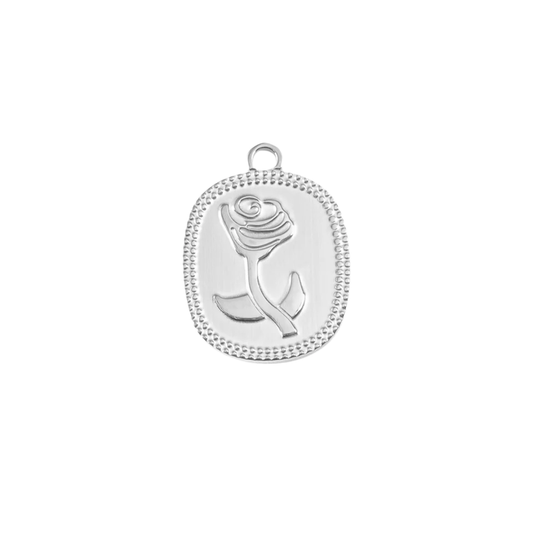 Rectangle Rose Charm