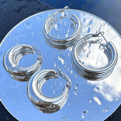 Sculpted Silver Hoop Earrings