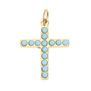 Turquoise Stone Cross Charm