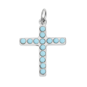 Turquoise Stone Cross Charm