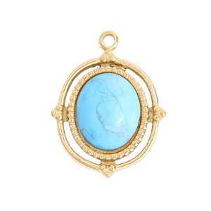 Turquoise Roped Frame Oval Charm