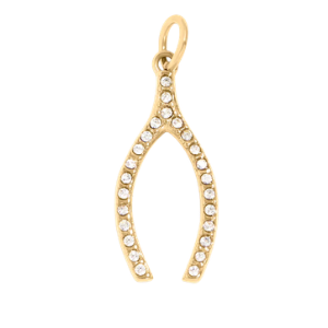 Rhinestone Wishbone Charm
