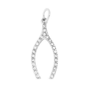 Rhinestone Wishbone Charm