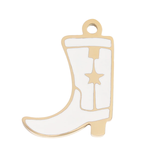 Epoxy White Cowboy Boot Charm