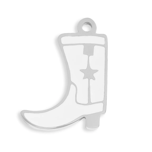 Epoxy White Cowboy Boot Charm
