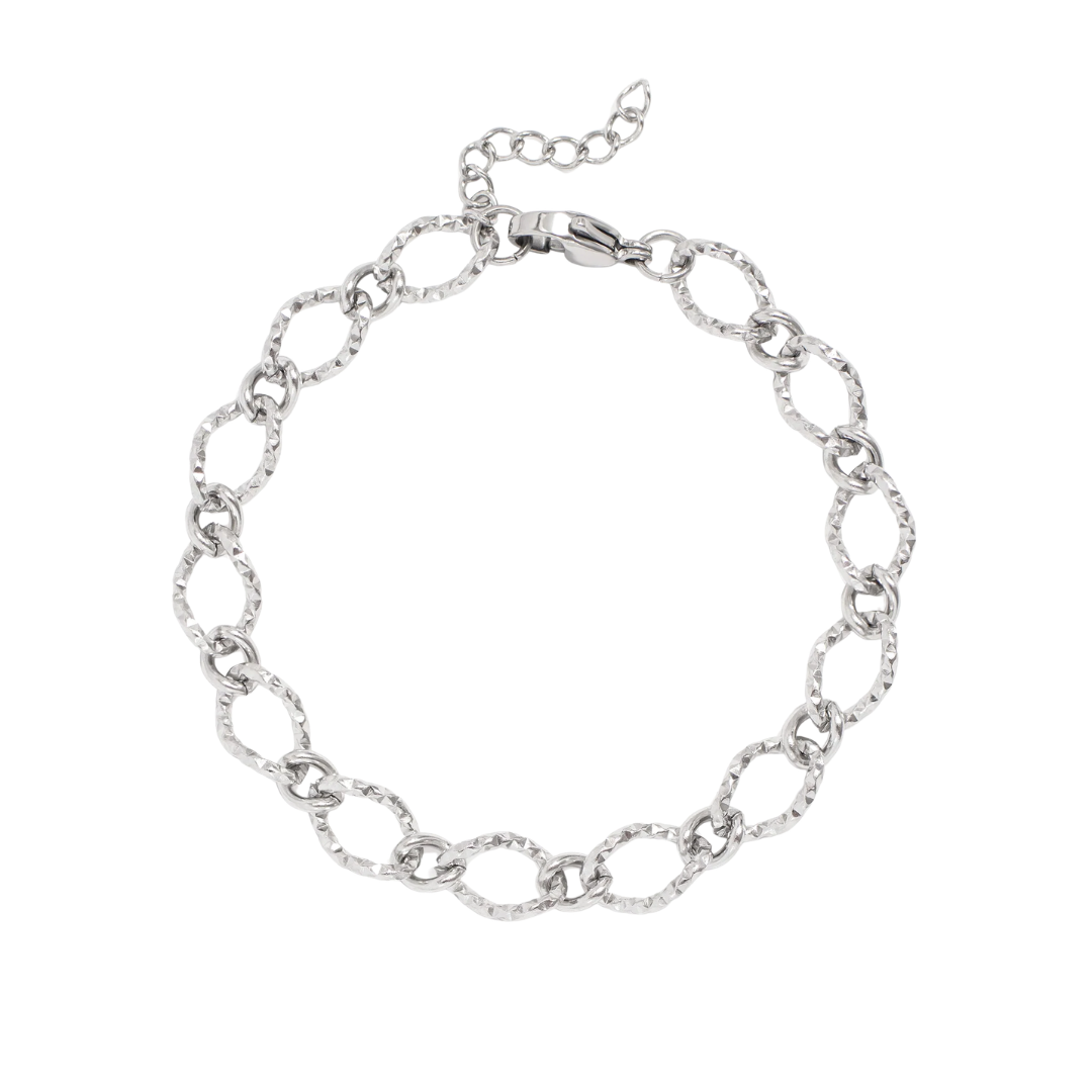 Hammered Oval Chain Bracelet