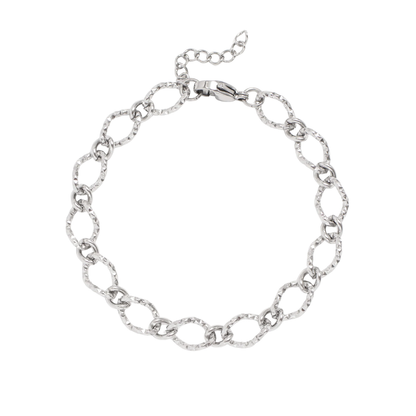 Hammered Oval Chain Bracelet