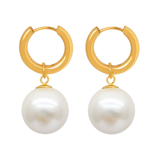 Golden Pearl Hoops