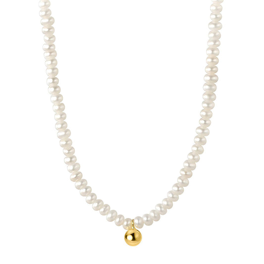 Golden Pearl Charm Necklace
