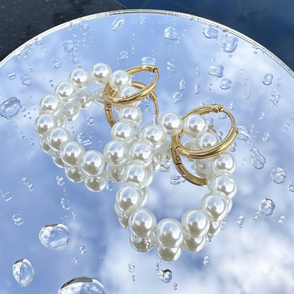 Pearl Halo Hoop Earrings