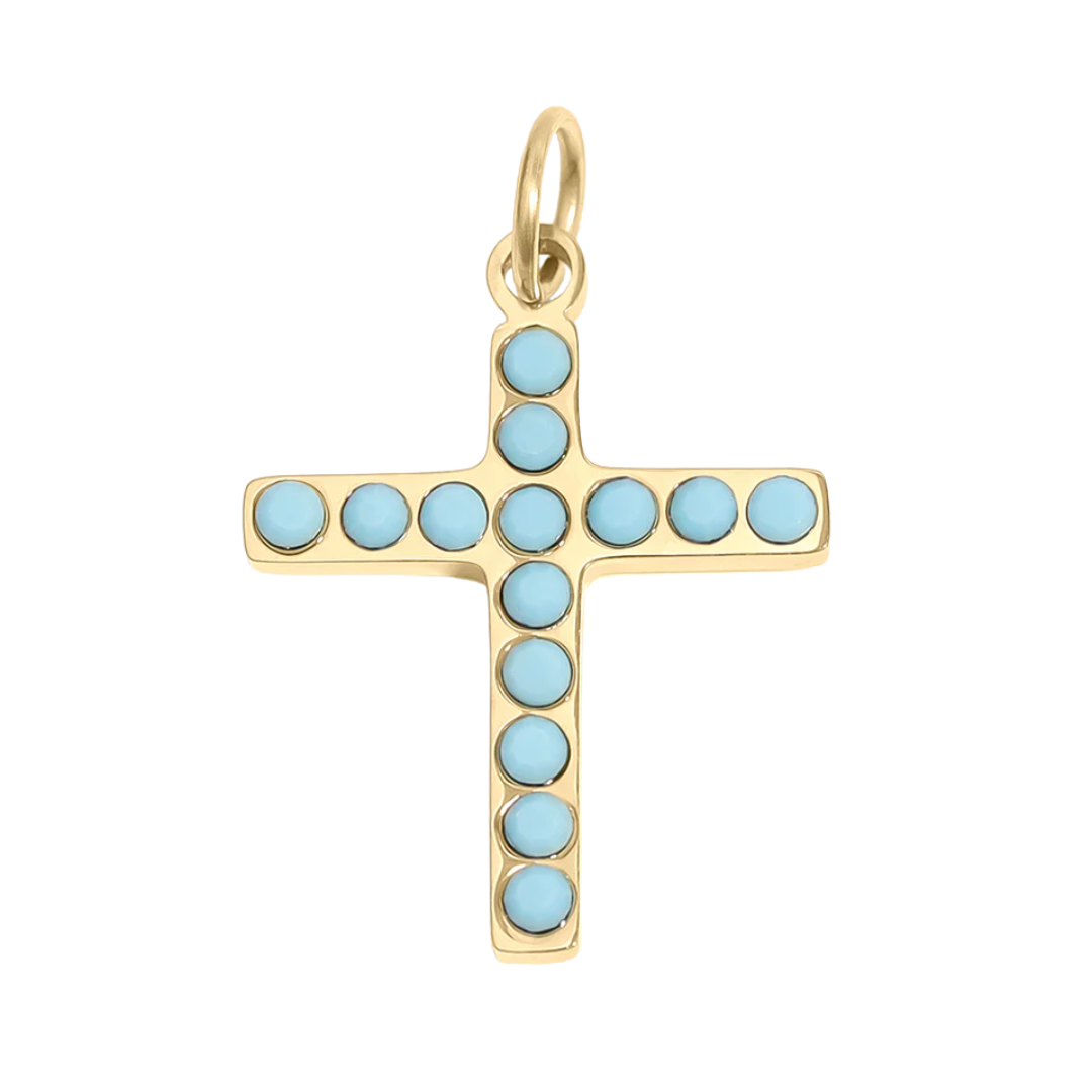 Turquoise Stone Cross Charm