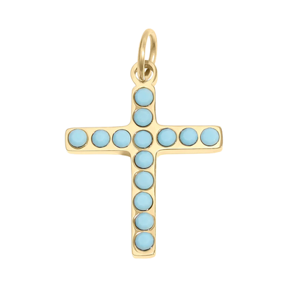 Turquoise Stone Cross Charm