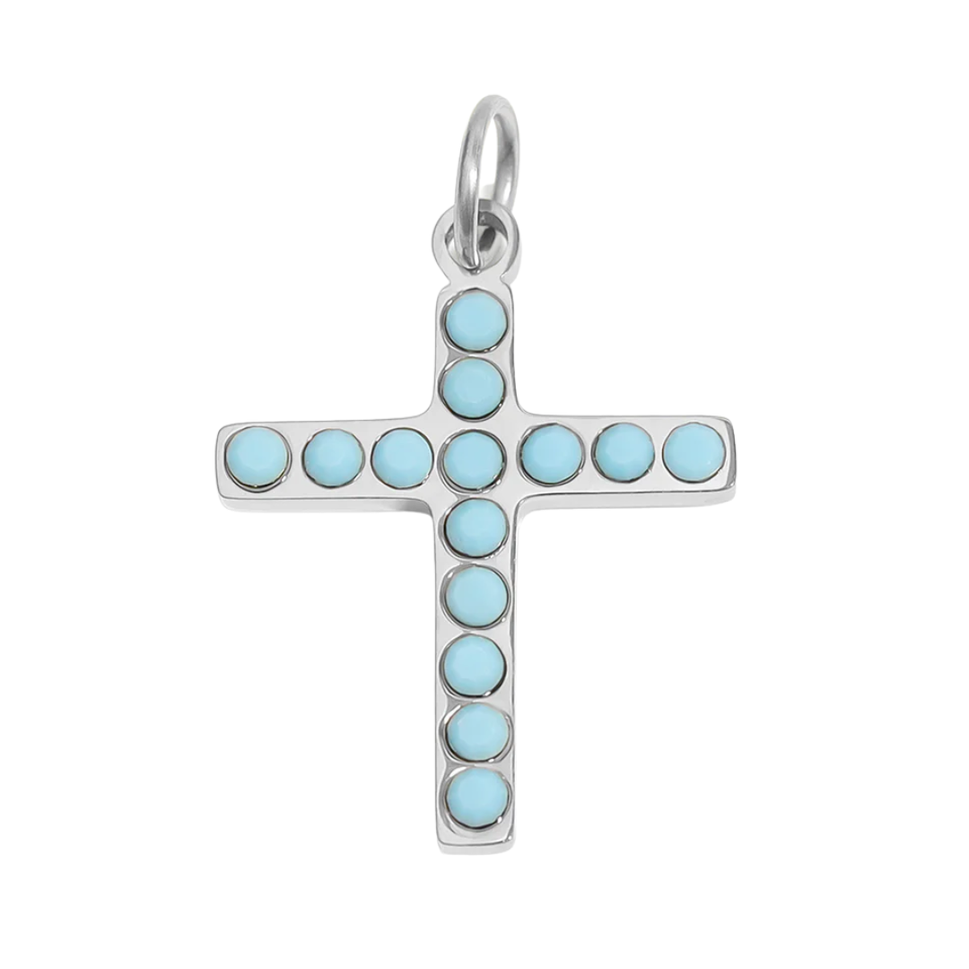 Turquoise Stone Cross Charm