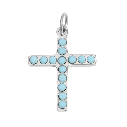 Turquoise Stone Cross Charm