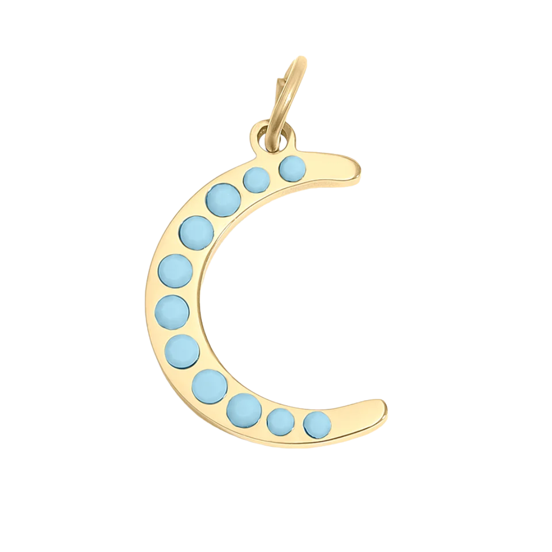 Turquoise Stone Moon Charm