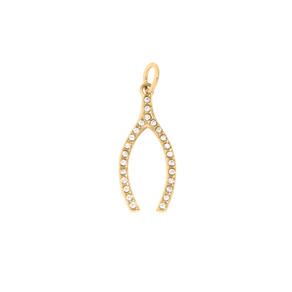 Rhinestone Wishbone Charm