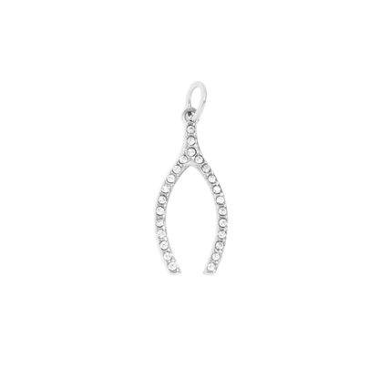 Rhinestone Wishbone Charm