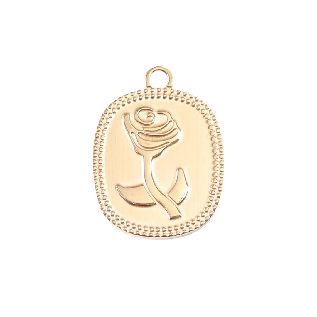Rectangle Rose Charm