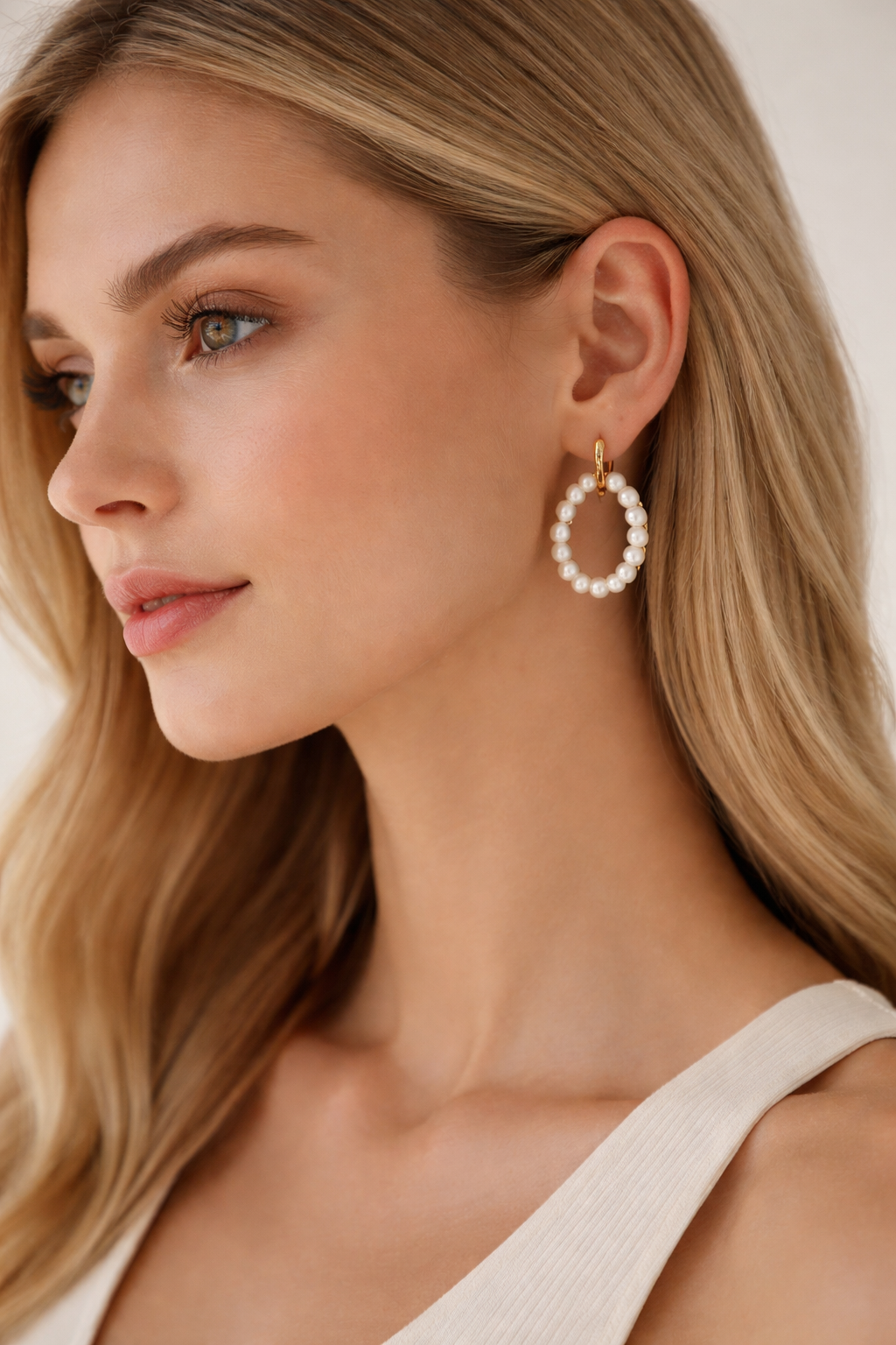 Pearl Halo Hoop Earrings