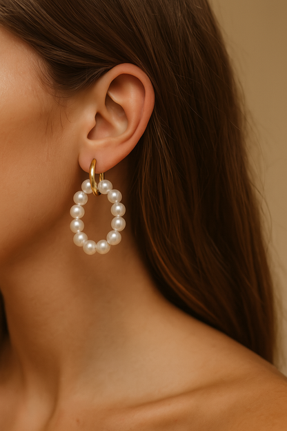 Pearl Halo Hoop Earrings