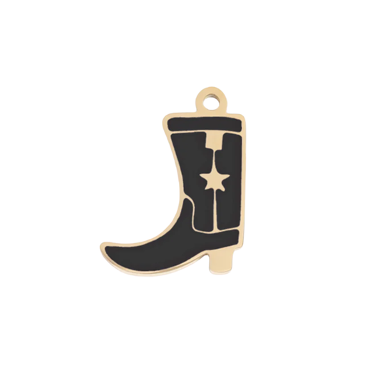 Epoxy Black Cowboy Boot Charm
